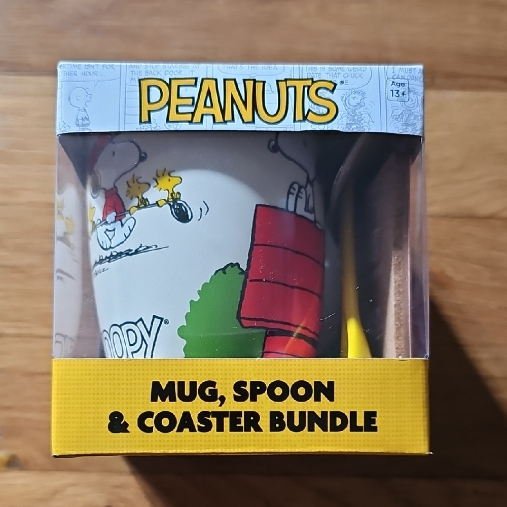 Peanuts Mug Spoon Coaster Bundle Snoopy & Woodstock by Culture Fly New in Box